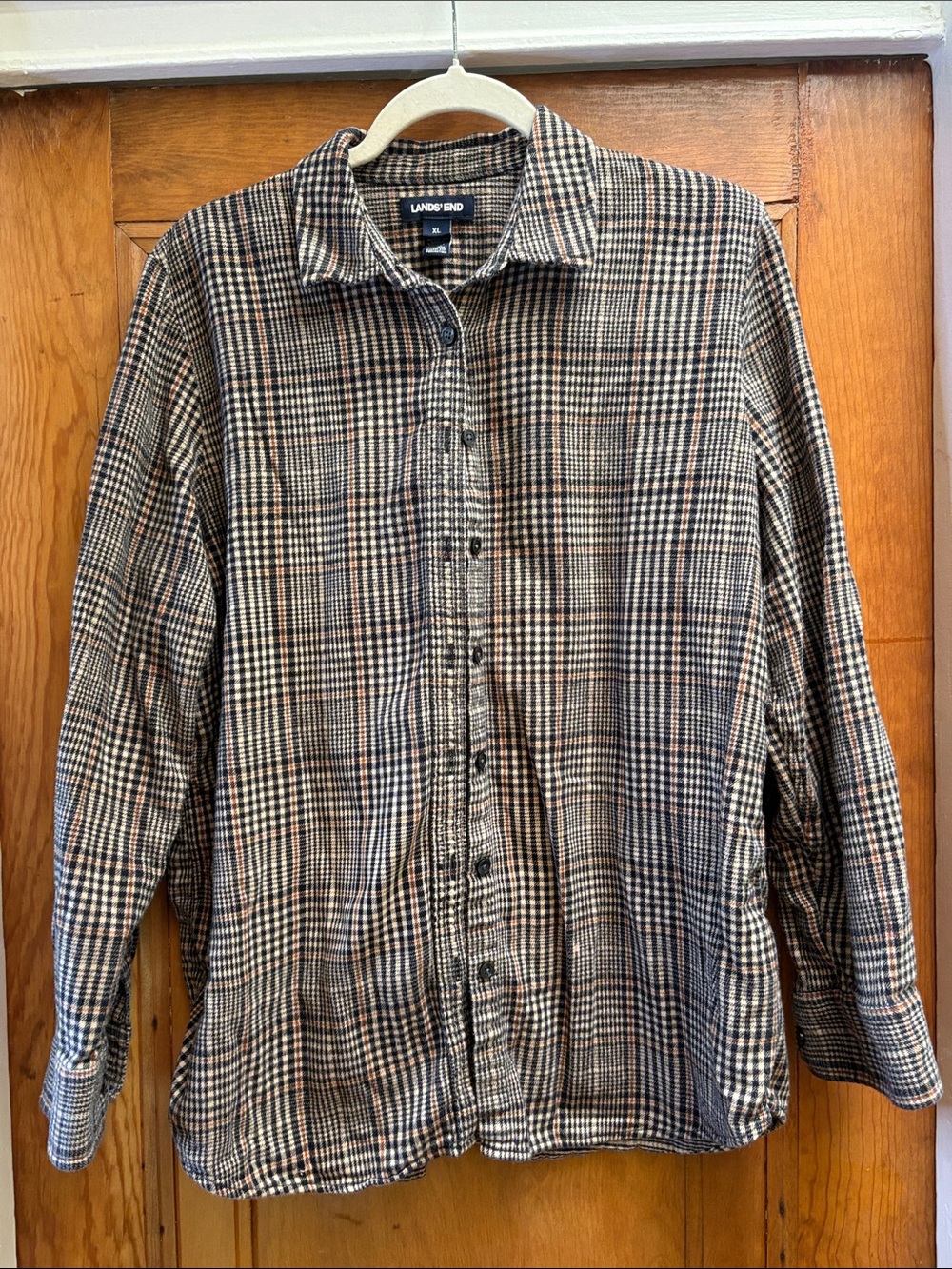 Lands' End Women’s Plaid Button-Down Flannel Shirt XL
